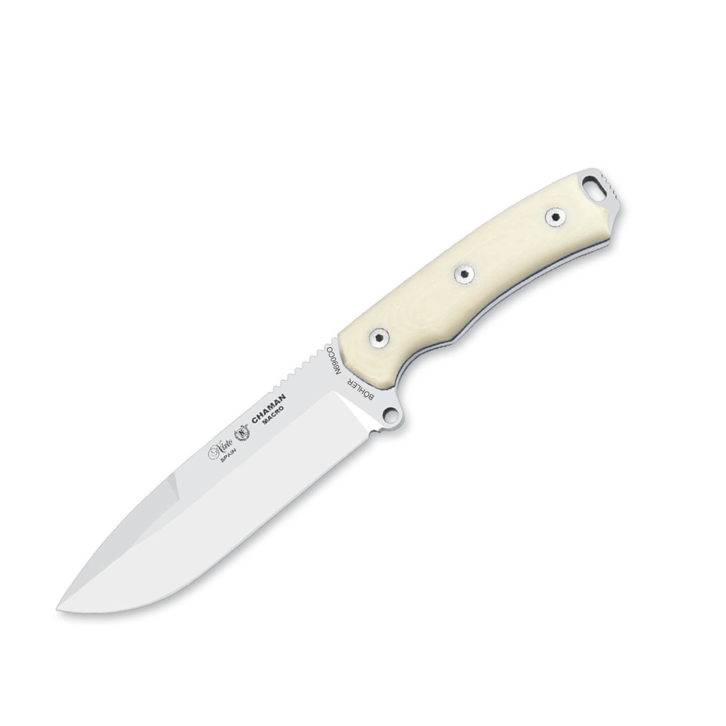 Cuchillo Nieto Chamán Macro con mango de micarta blanca y hoja de...