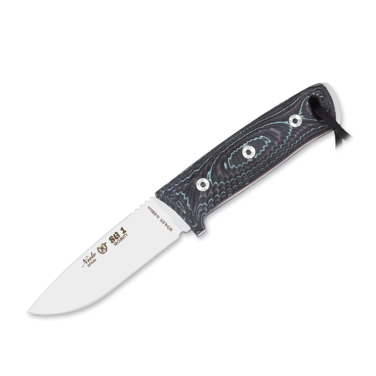 Cuchillo táctico Nieto SG1 Security con mango de Katex negro y ho...