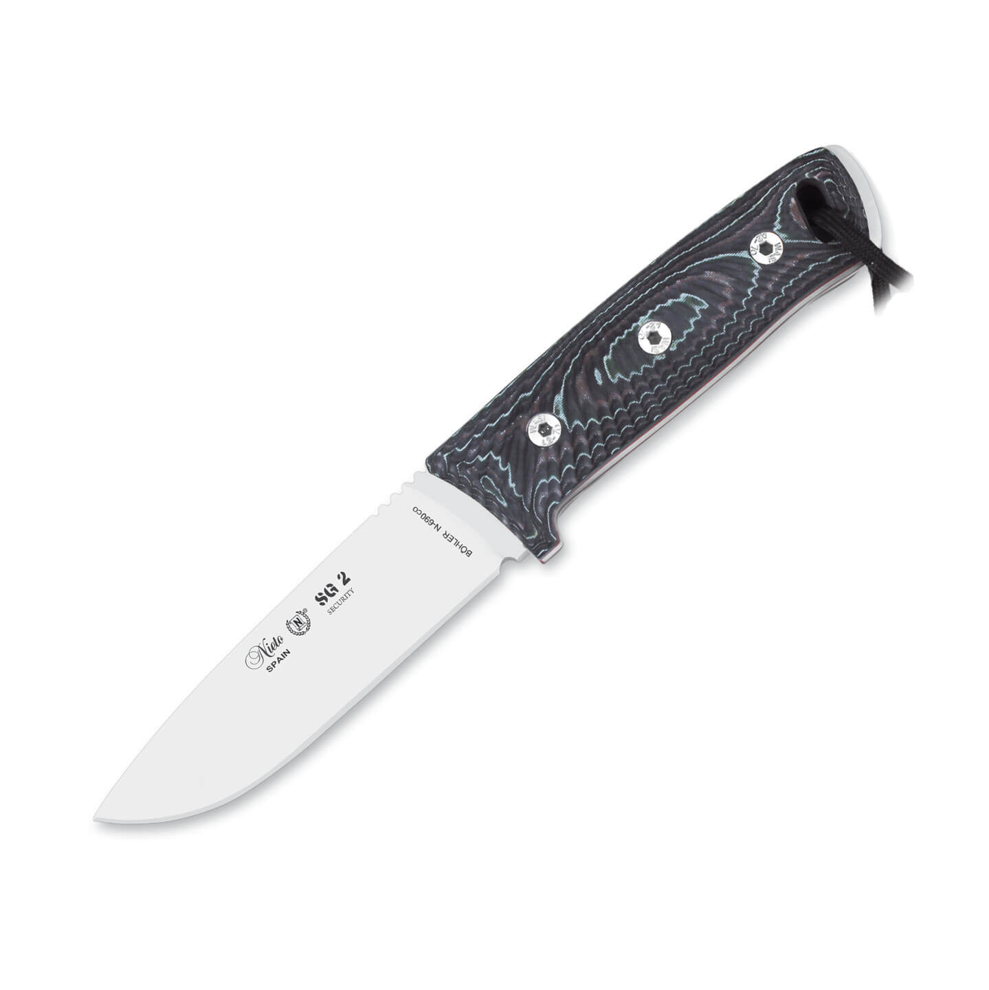 Cuchillo táctico Nieto SG2 Security con mango de katex negro y ho...