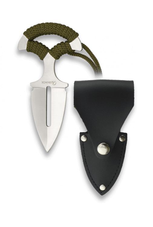 Albainox Sports Tactical Knife mit 6 cm einschneidiger Klinge und Kunstlederscheide