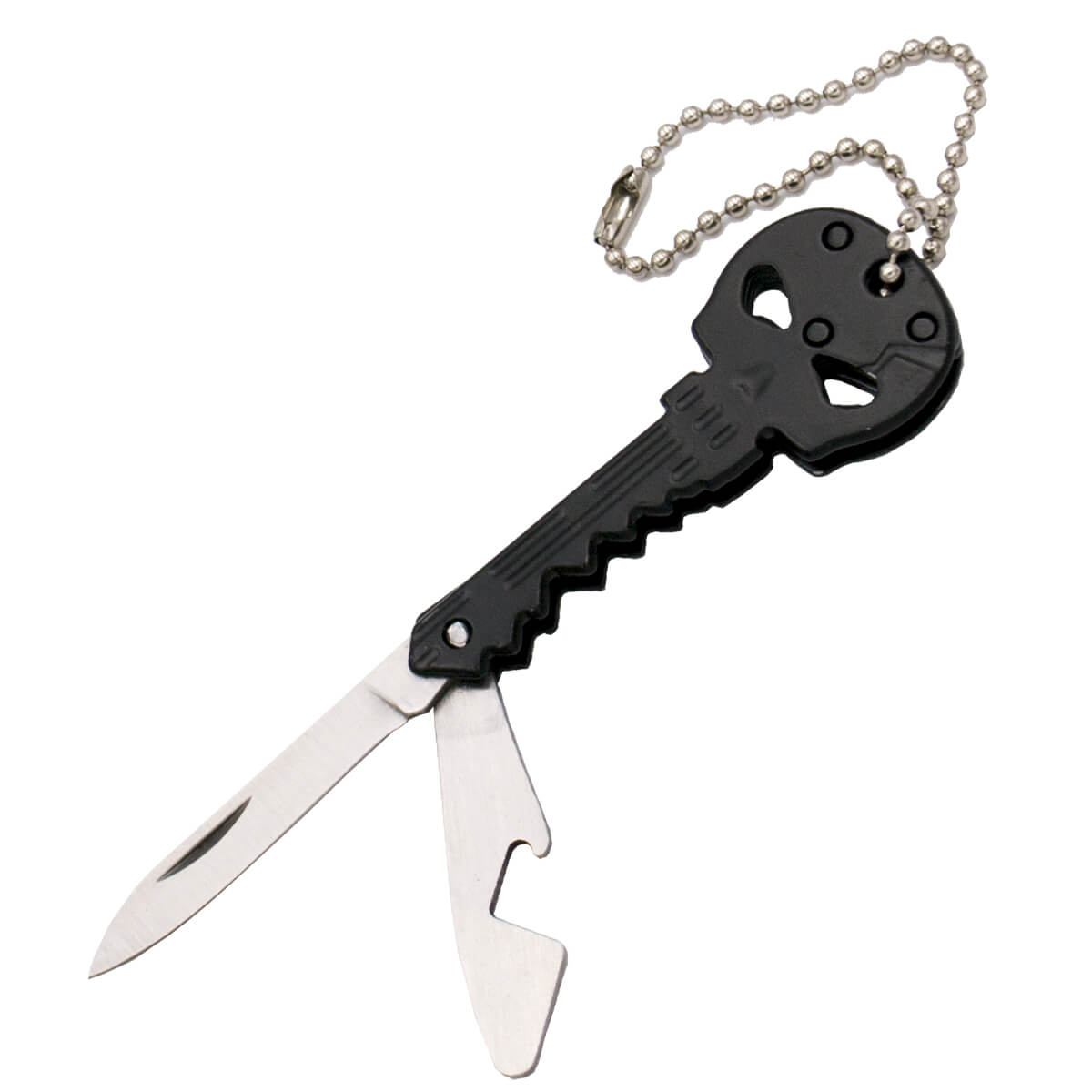 Schwarzes Totenkopfmesser aus Edelstahl mit 4,6 cm langer Klinge