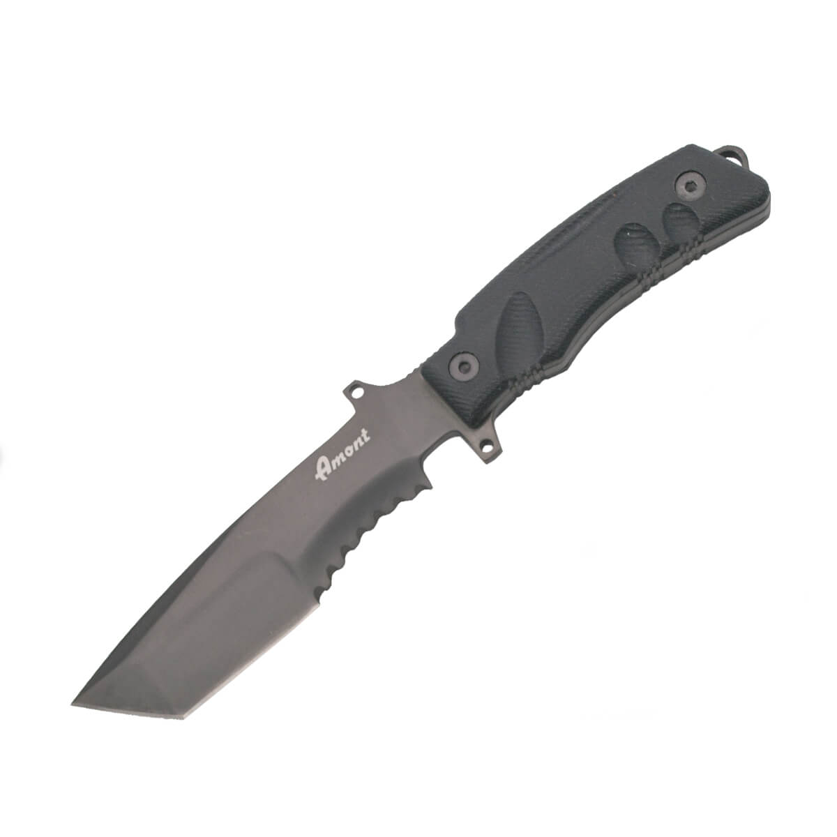 Cuchillo táctico con hoja negra de acero 420 de 15,8 cm y mango d...