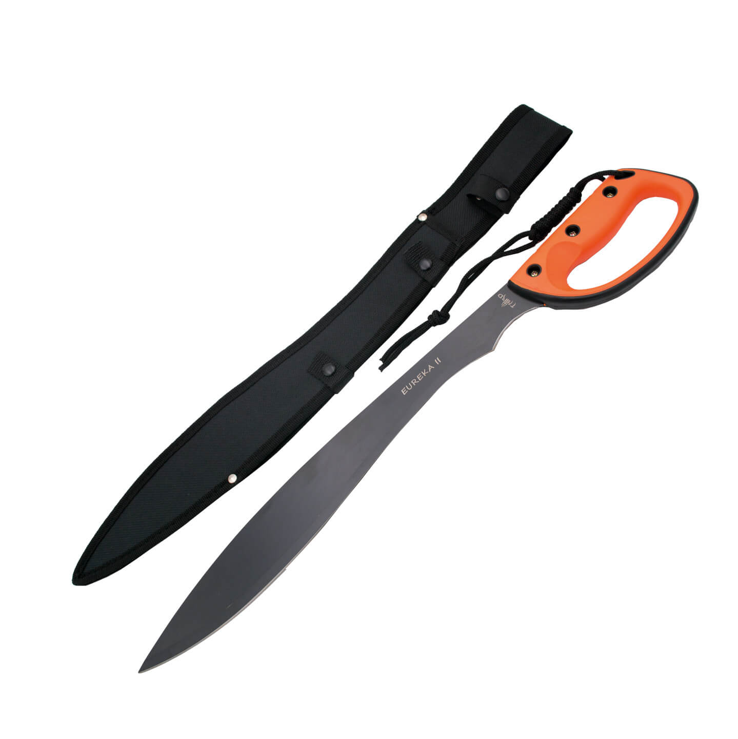 Large 61.5 cm cane cutter machete with black blade and ABS and orange rubber handle S2020B
