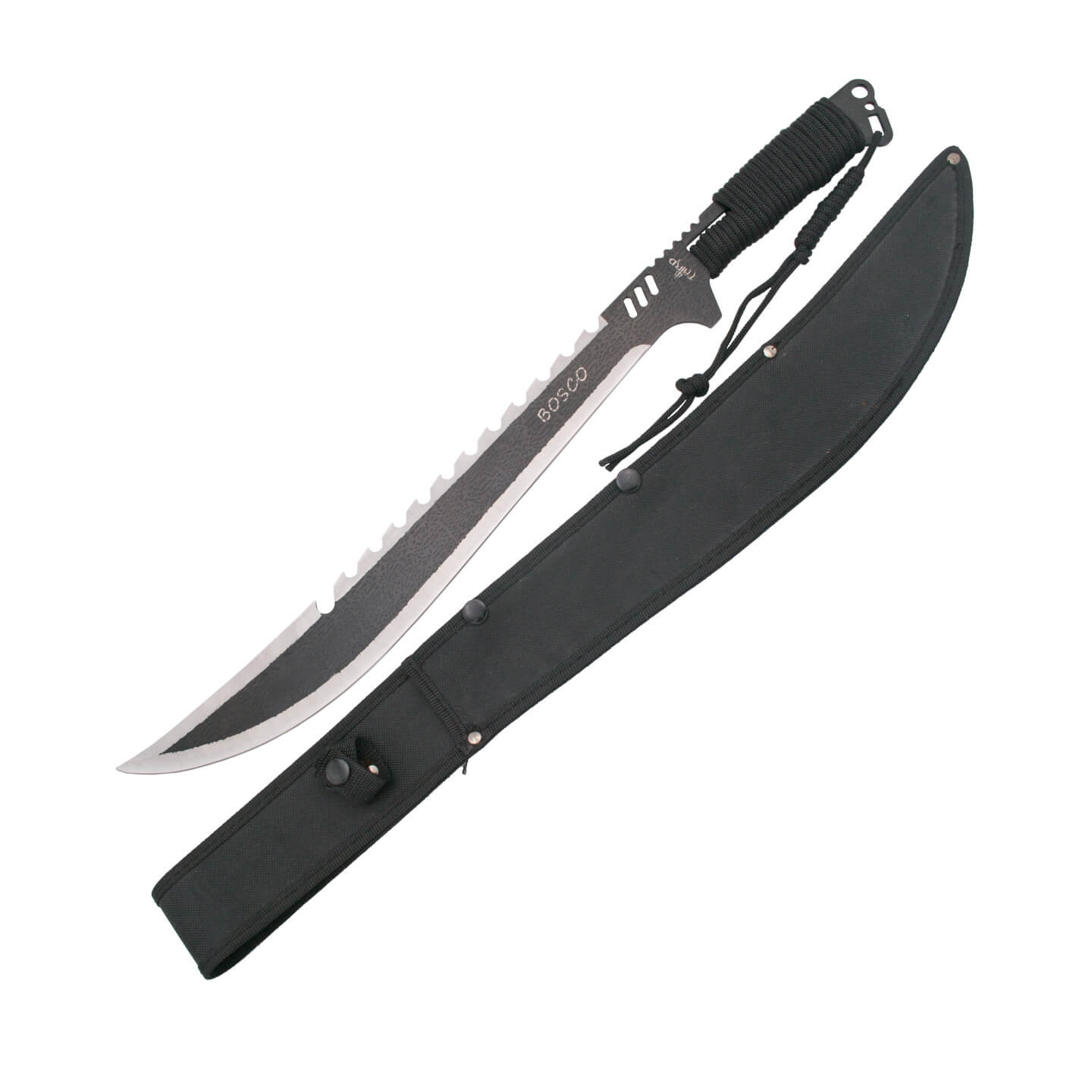 Machete cortacañas con hoja de 48.5 cm de color negro y mango encordado negro S2013BK