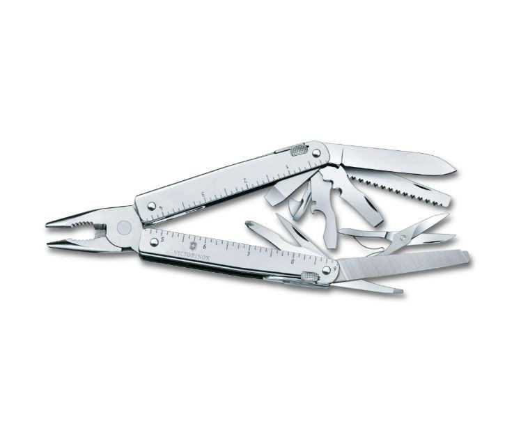 Alicate multiuso Victorinox Swiss Tool X com bainha de couro preta em blister