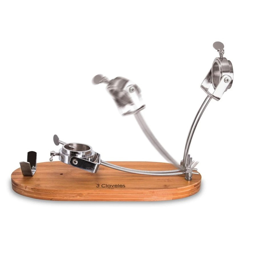 Klappbarer, drehbarer Schinkenhalter aus Bambusholz und Edelstahl