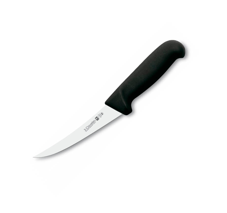 Cuchillo deshuesador curvo con mango negro y hoja semiflexible de...