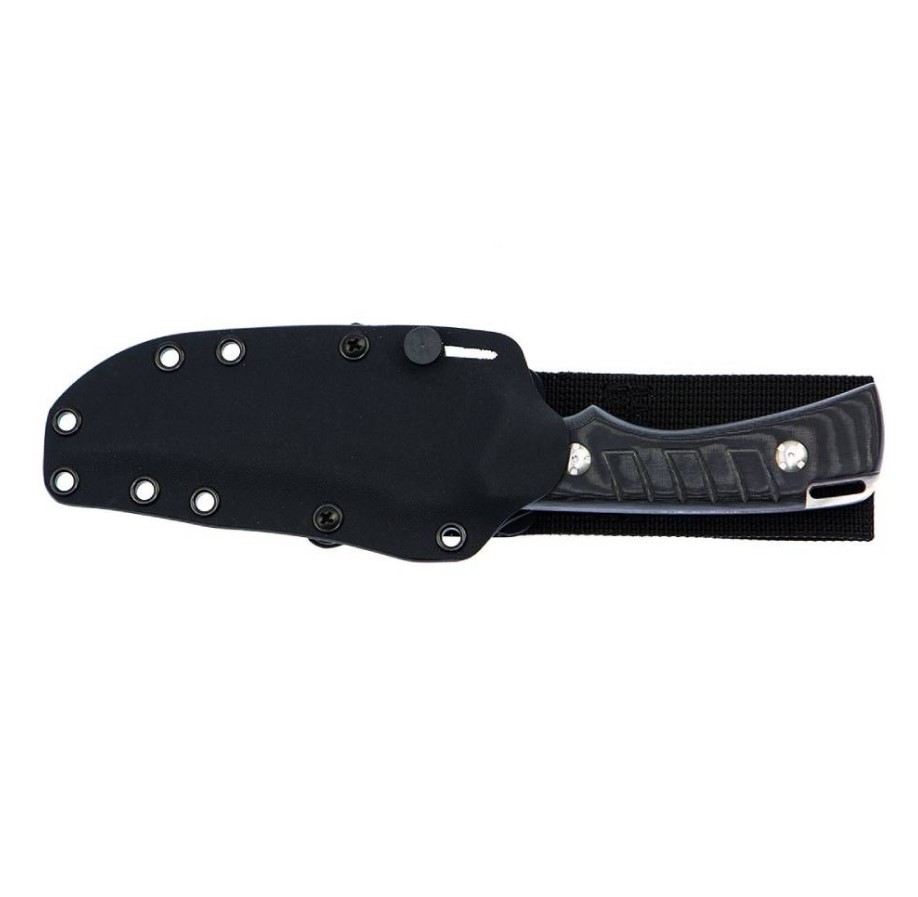 Couteau tactique et bushcraft Muela Crusader avec manche en micarta noir et étui en kydex