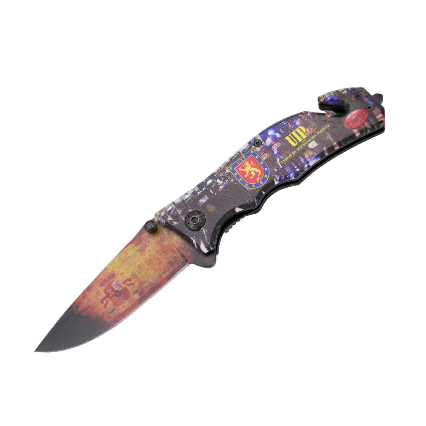 Tactical pocket knife coated with UIP drawing