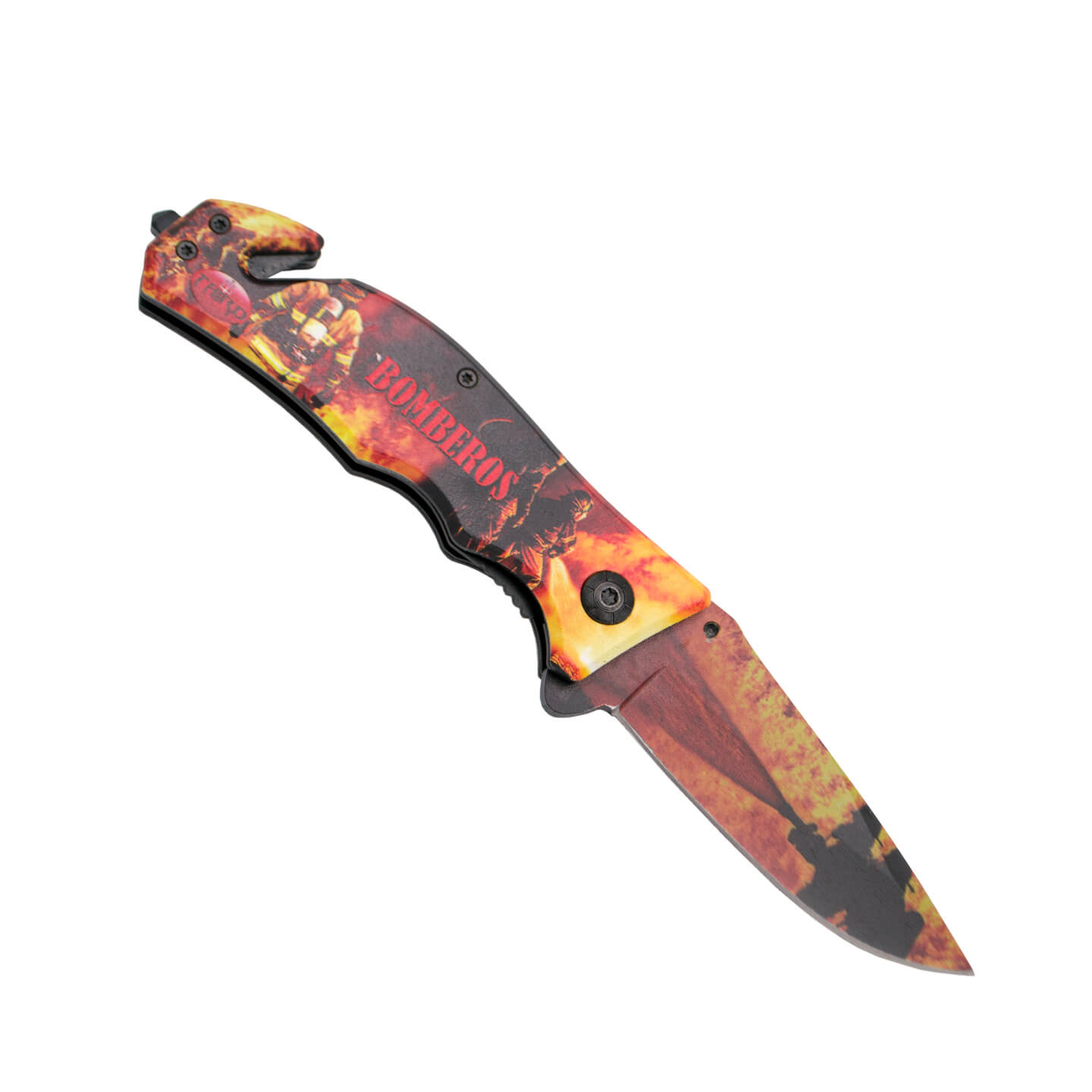 Tactical knife coated with Firefighter design