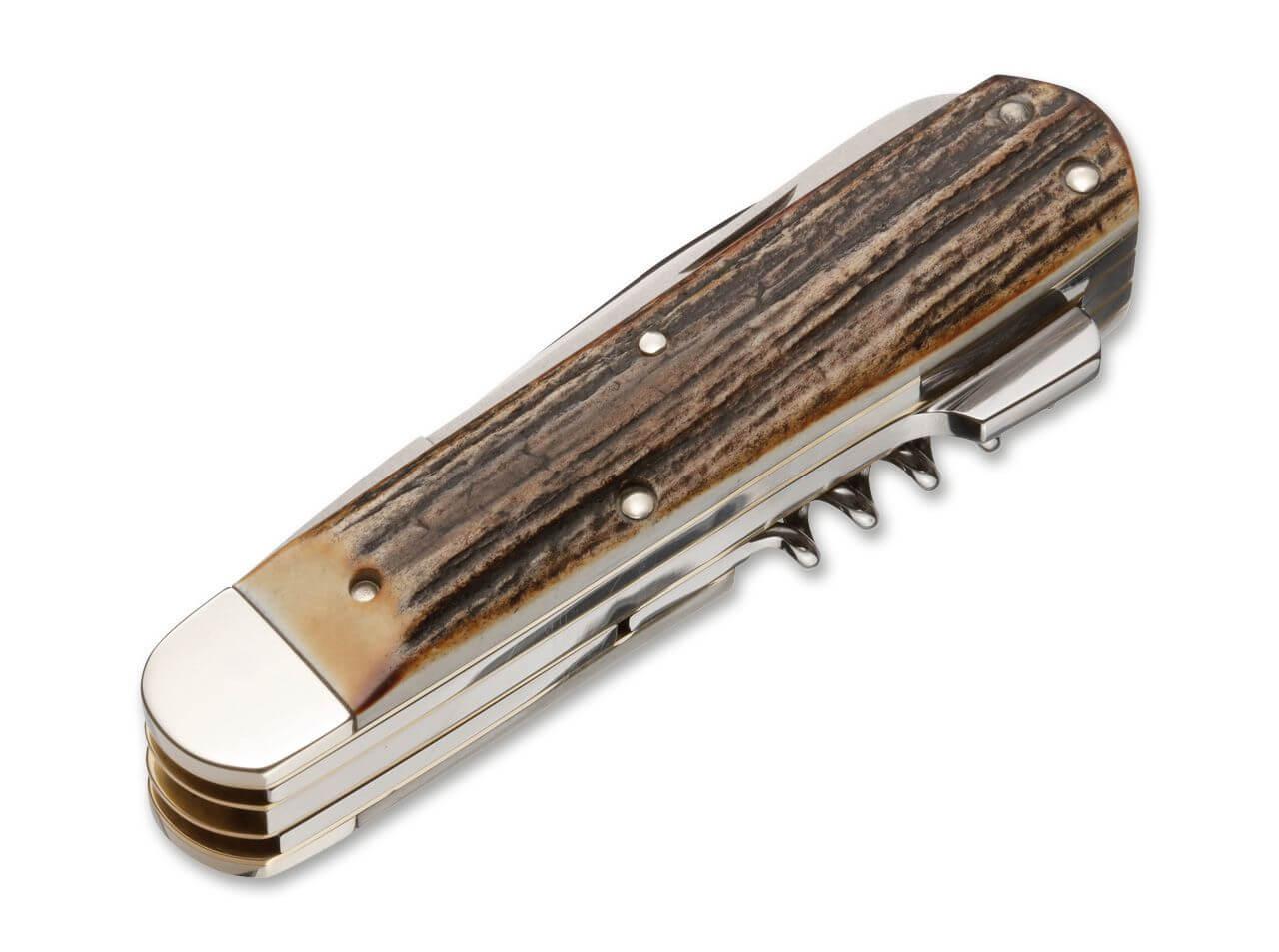 Boker Hunters Knife Quadro CPM couteau multi-usages avec manche en corne de cerf