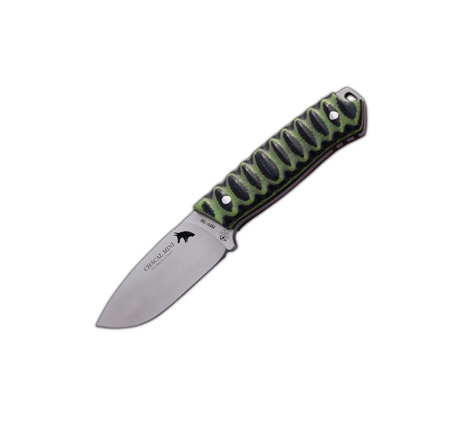 JV Chacal mini cuchillo de cuello con cachas de micarta verde y n...