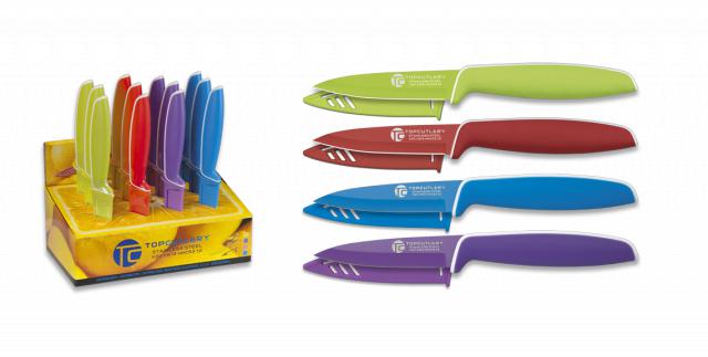 Box of 12 kitchen knives in assorted colours Top Cutlery