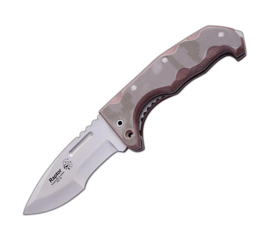 JV Raptor navaja bushcraft con hoja tracker y mango de micarta ca...