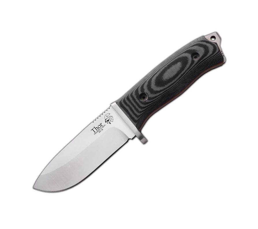 JV Thor Couteau de bushcraft robuste avec manches en micarta noir
