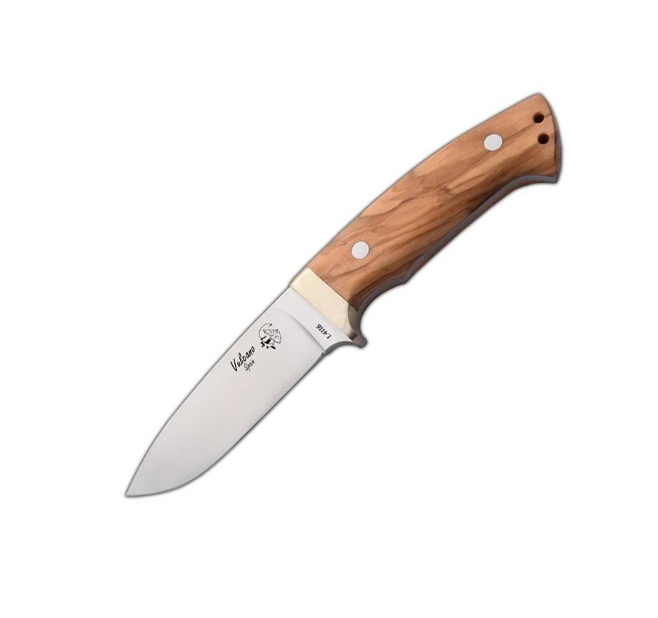 Cuchillo de caza Vulcano JV con mango de madera de olivo