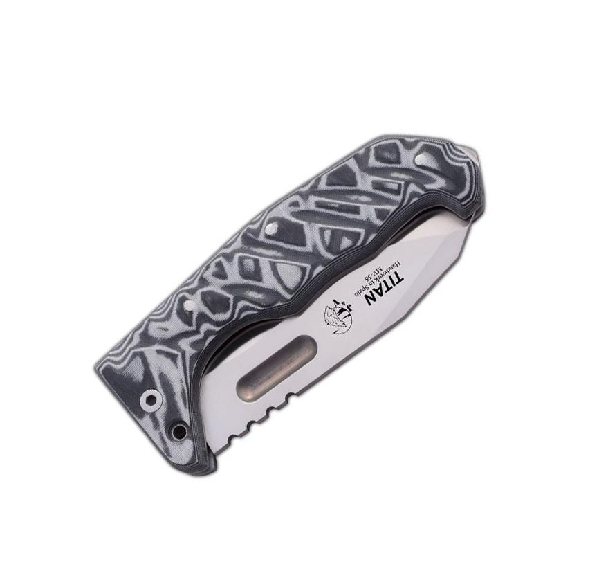 Navaja JV Titan Micarta Gris con funda cordura multiposición