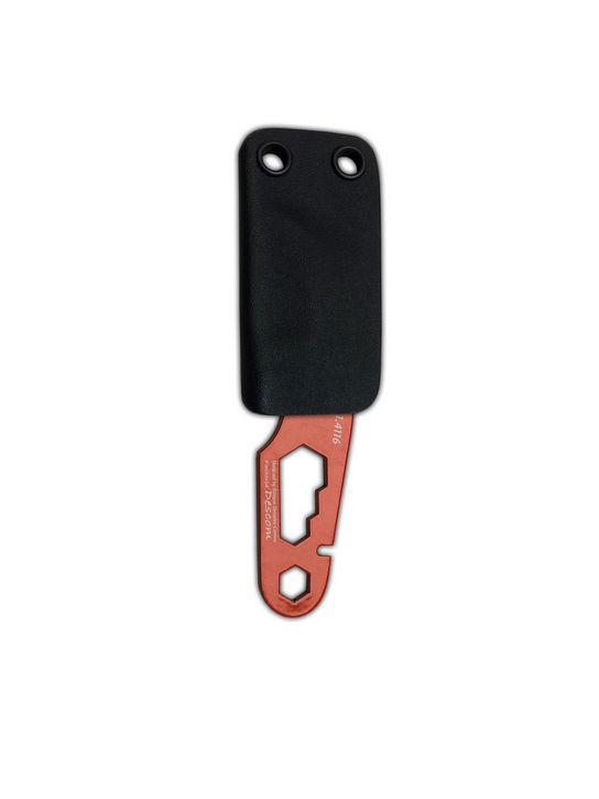JV Small lacado naranja cuchillo con funda kydex para cuello