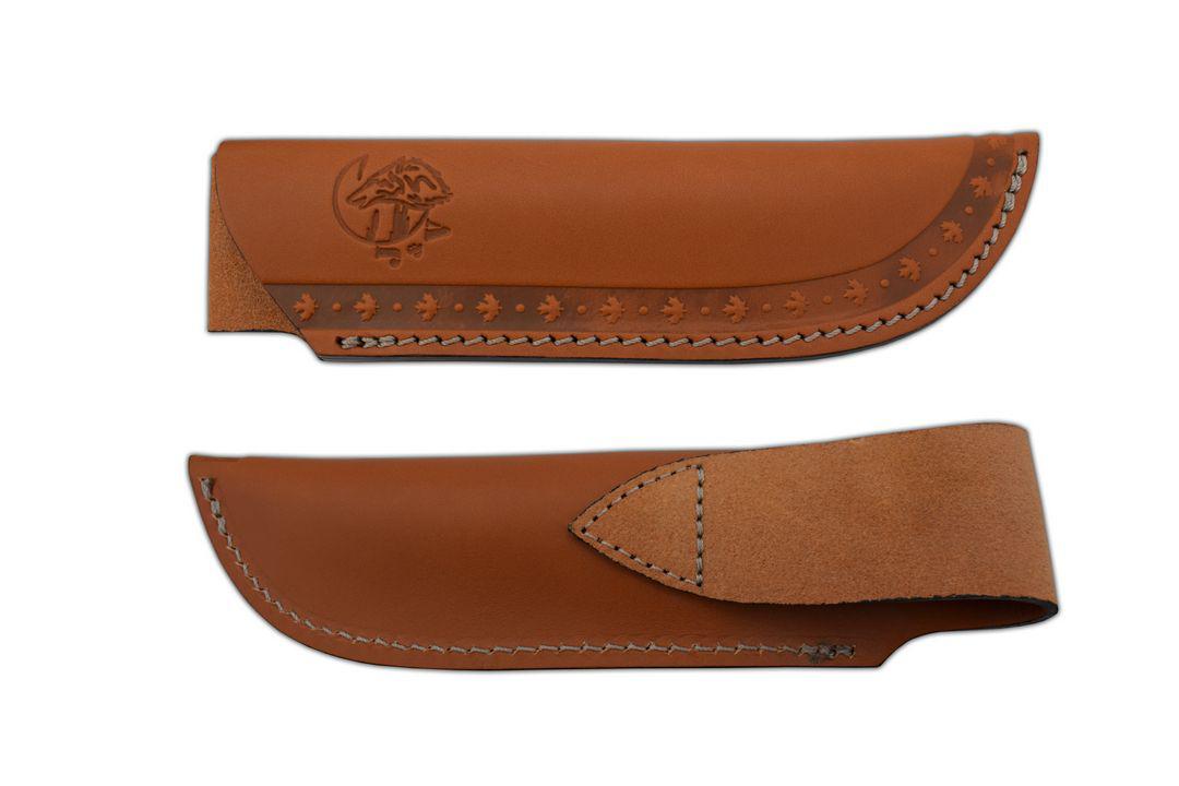 Couteau tactique JV Chacal  bushcraft avec manche en bois de cocobolo et étui en cuir