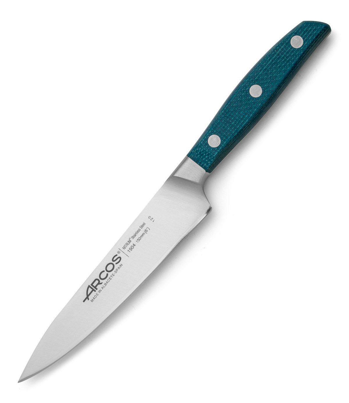 Cuchillo cocinero 150 mm Arcos Brooklyn con mango de micarta azul