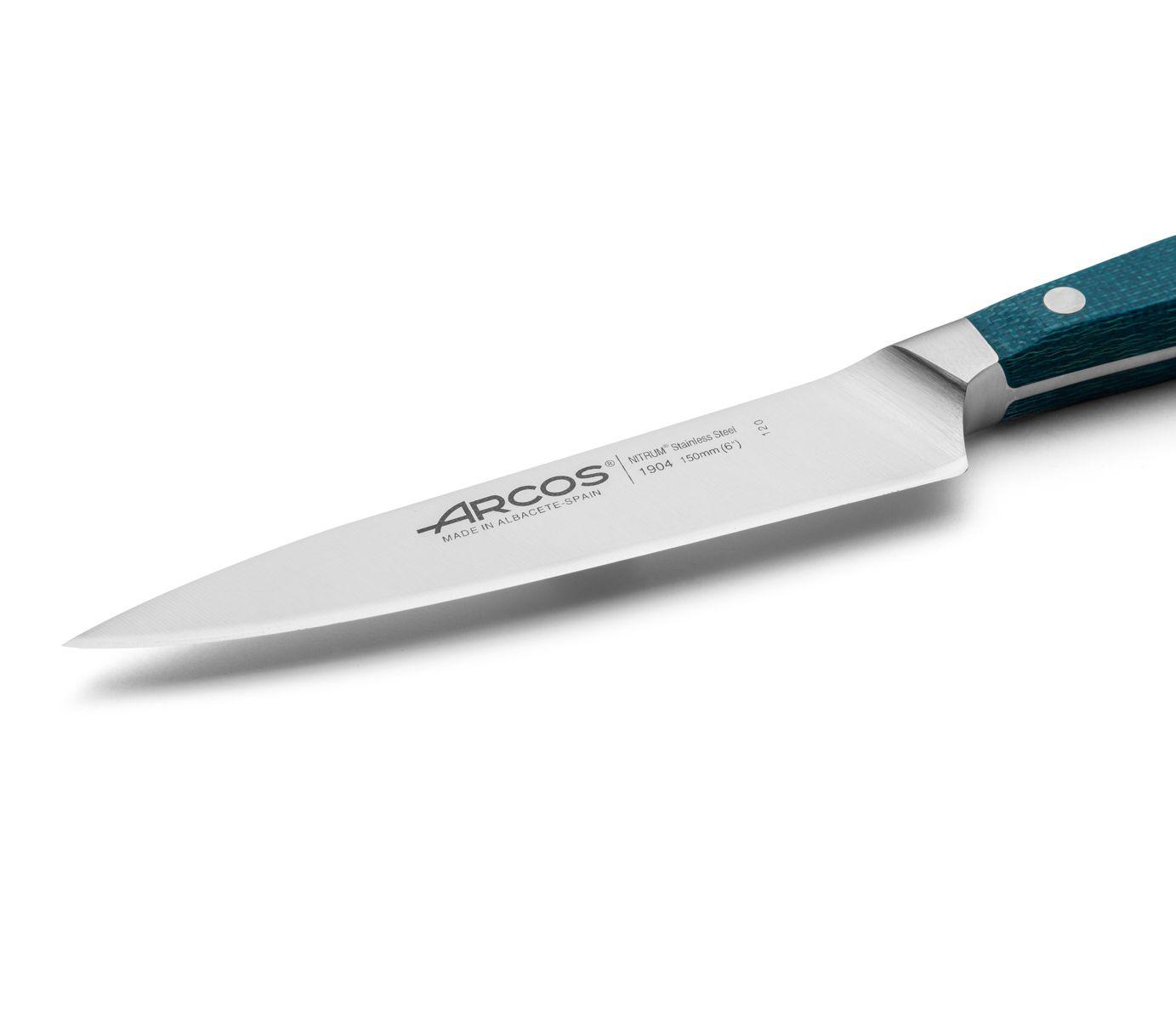 Faca chef Arcos Brooklyn 150 mm com cabo de micarta azul