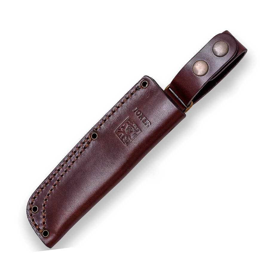 Faca bushcraft Joker BS9 Trampero S com cabo em micarta marrom e lâmina scandi de 10 cm