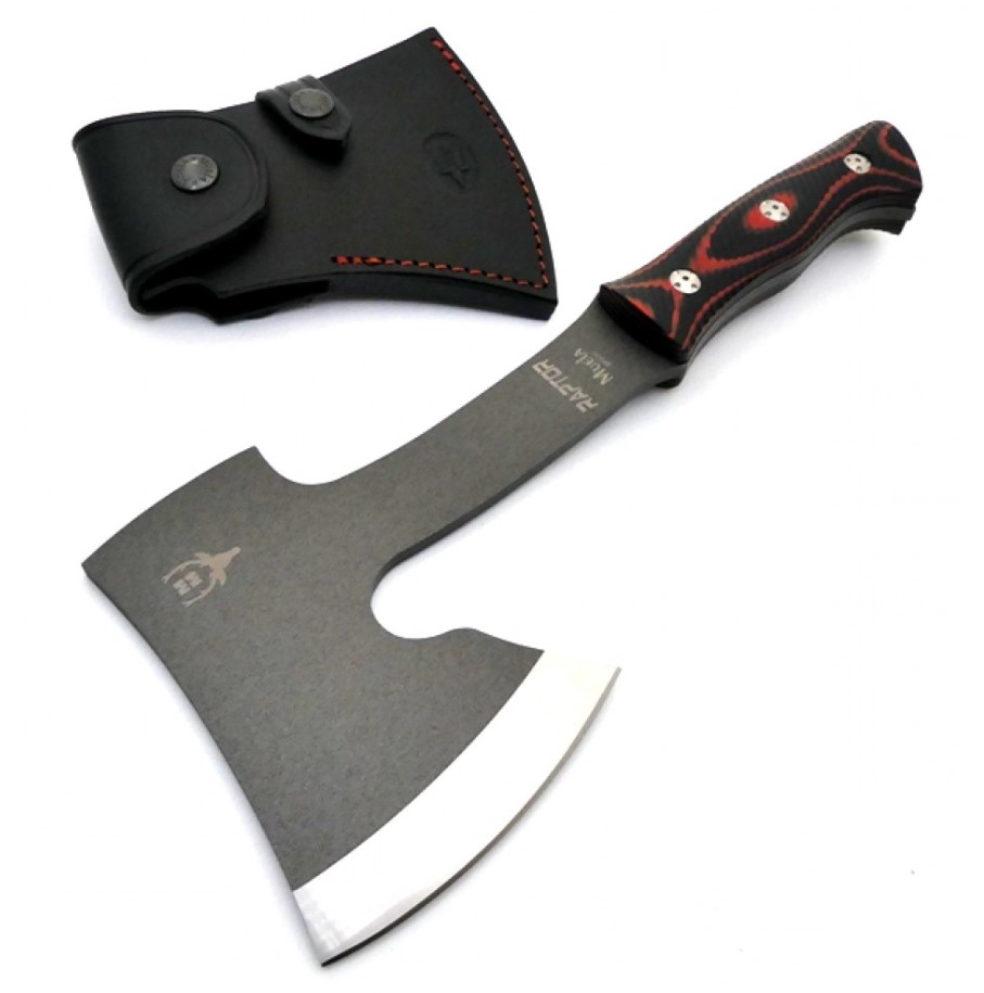 Ascia tattica Muela Raptor con manico in micarta testurizzata e lama con rivestimento antifrizione