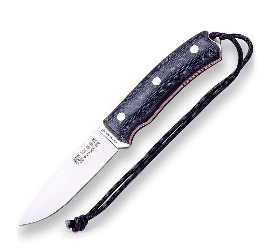 Cuchillo Joker Bushcrafter con mango de micarta negra con pederna...