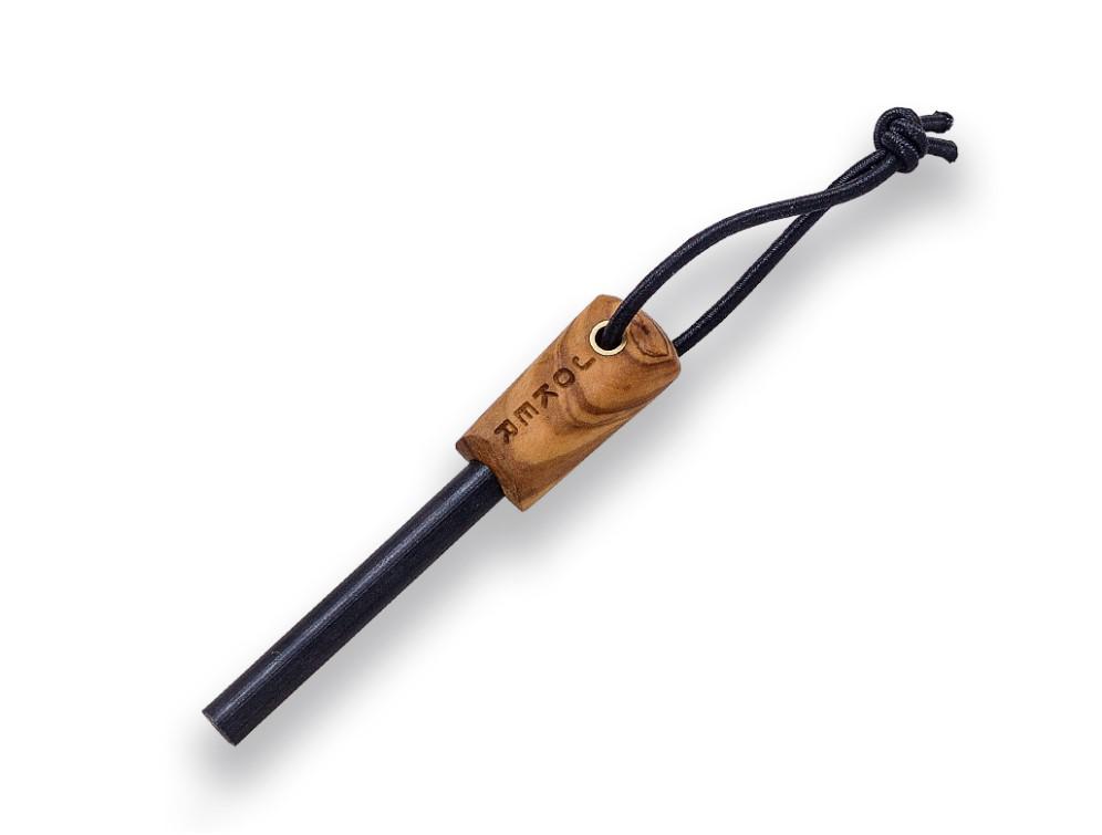 Cuchillo Joker Bushcrafter con mango de madera de olivo con pedernal