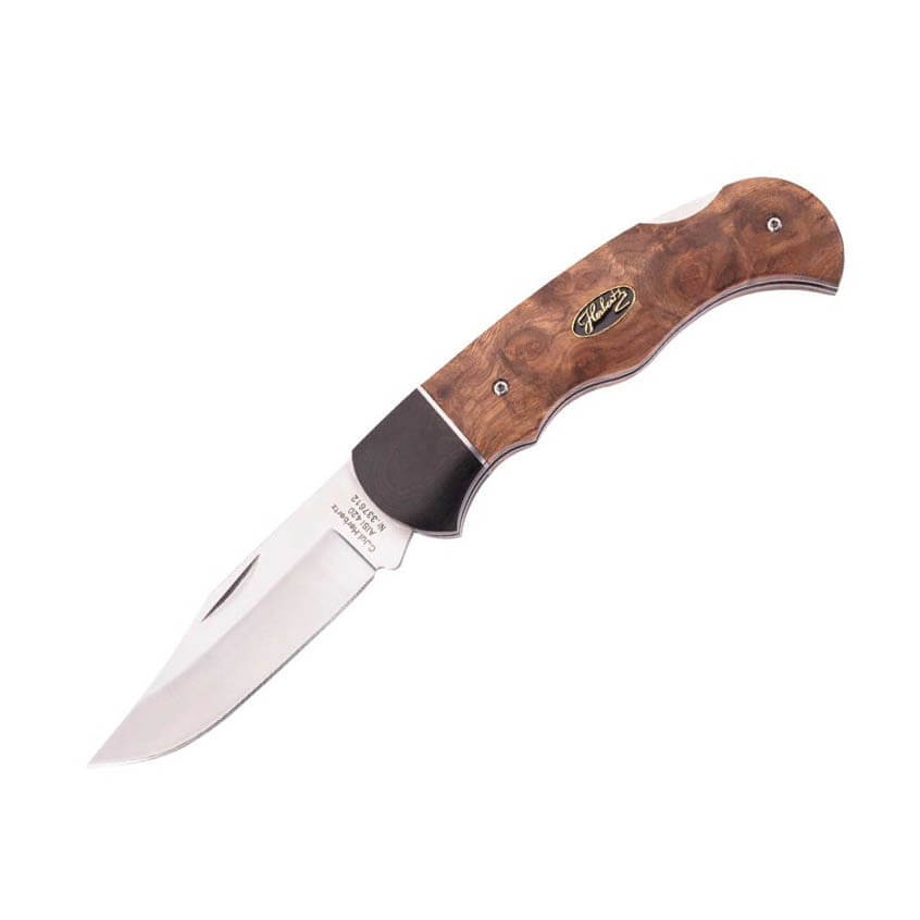 Navaja de bolsillo con mango de madera de raíz y hoja de 8,8 cm c...