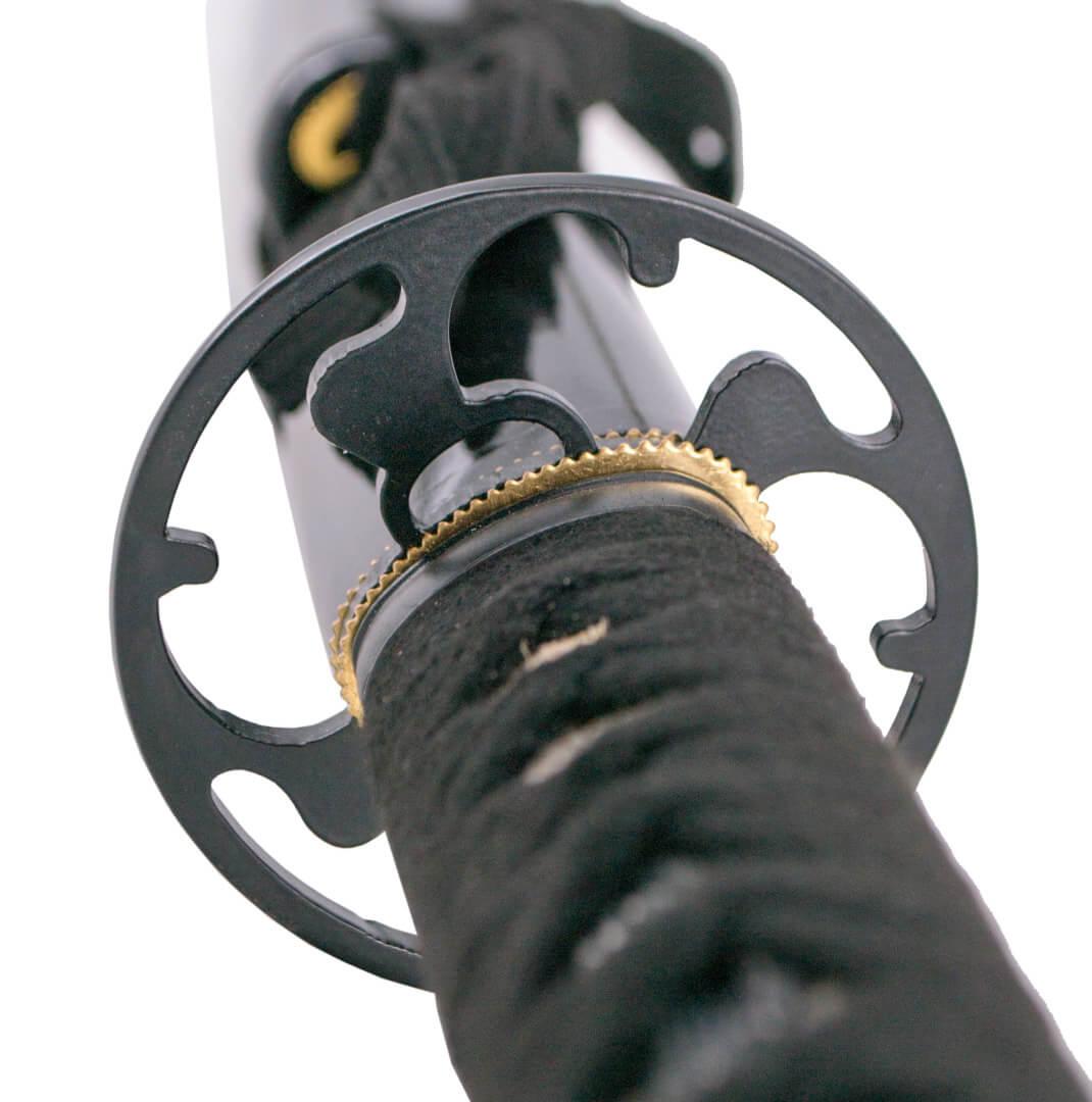 Katana funcional con vaina negra y encordado negro