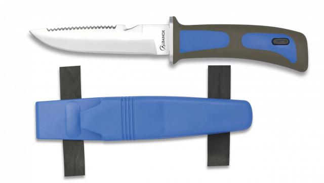 Blue scuba diving knife with 12cm blade