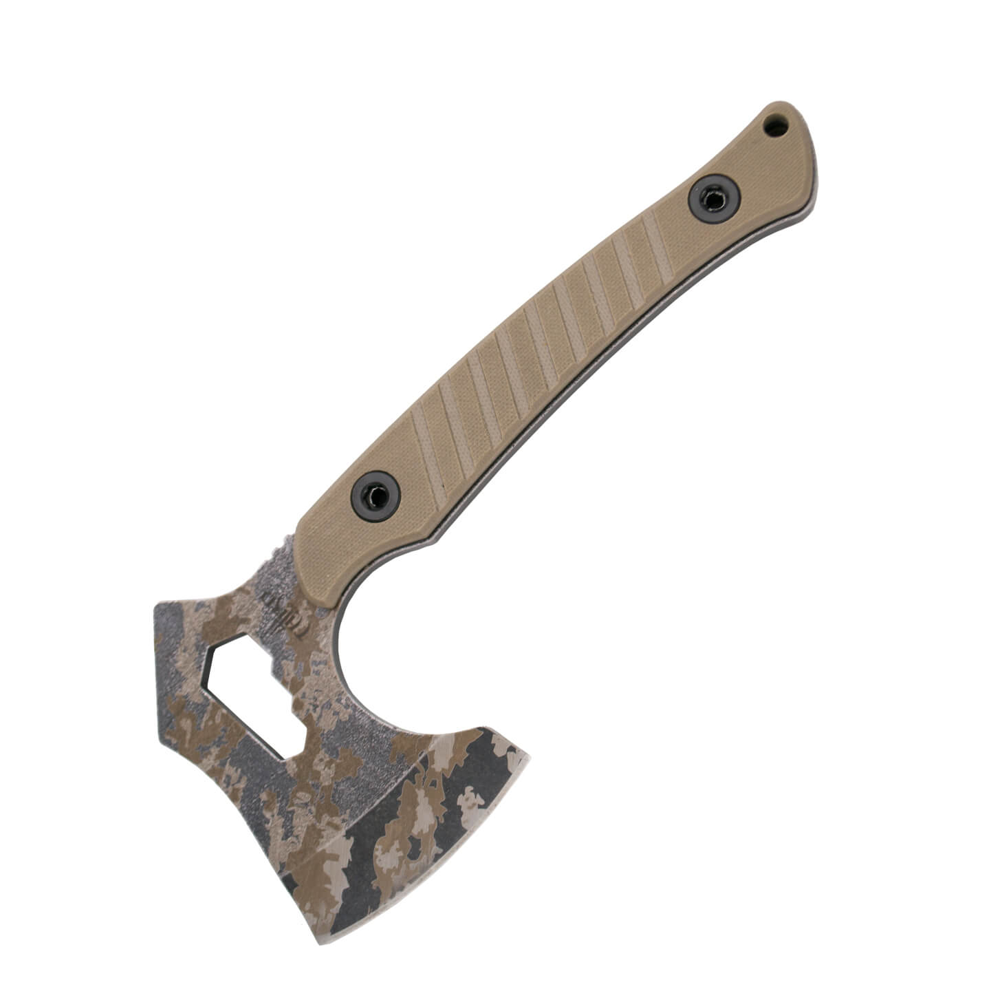 Hacha táctica con mango de G10 marrón y hoja de camuflaje S4000TN