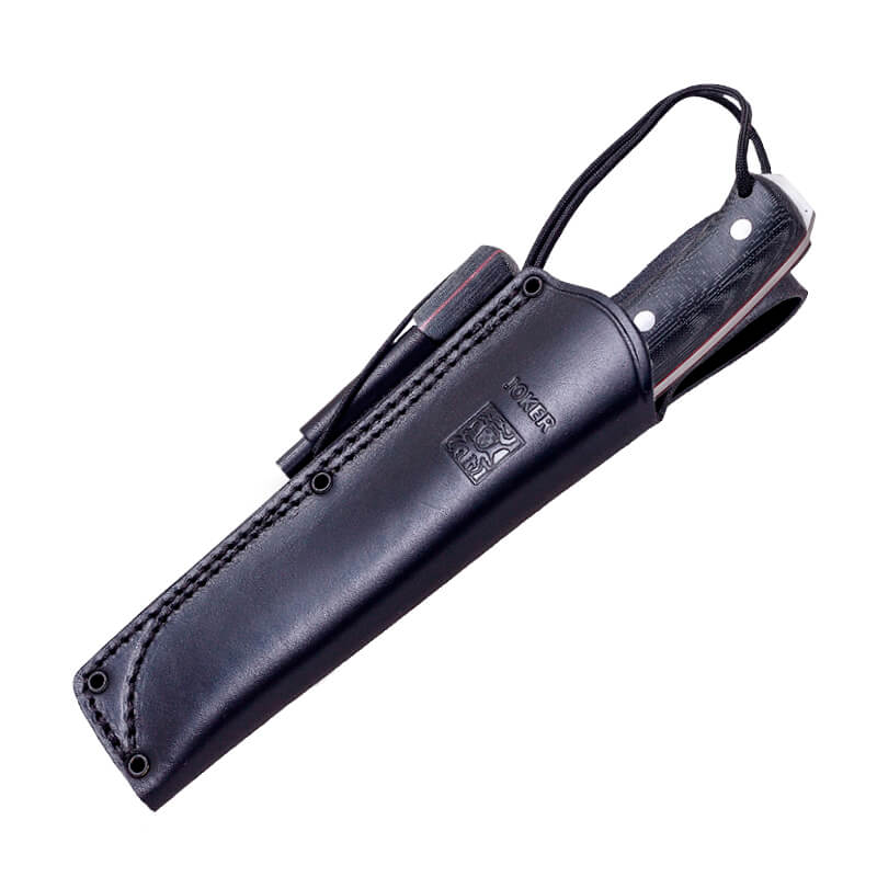 Couteau bushcraft Joker Nomad avec manche en micarta noir et silex