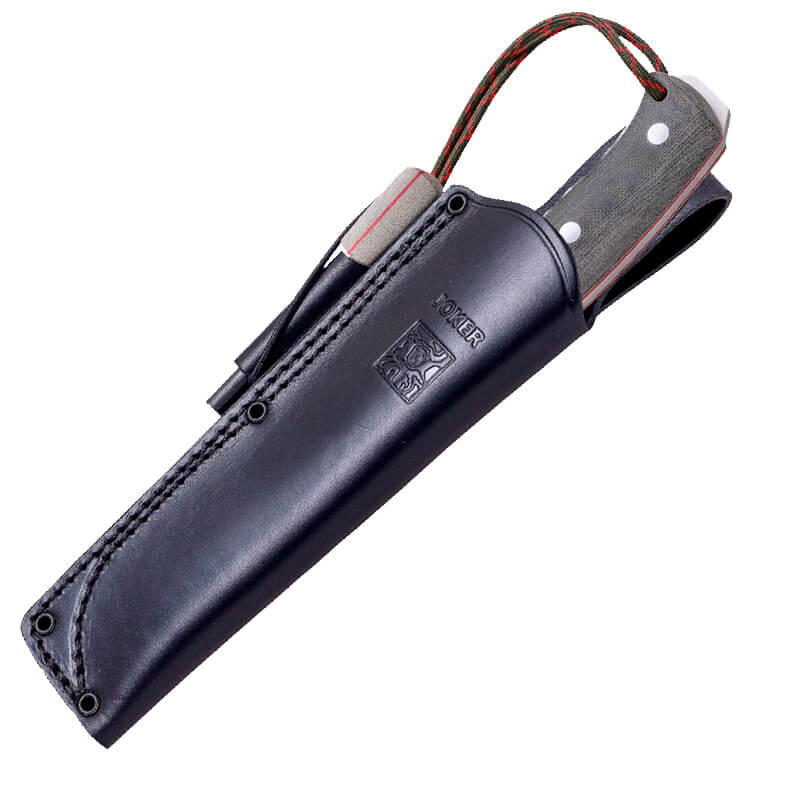 Cuchillo buhscraft Joker Nomad con mango de micarta verde con pedernal