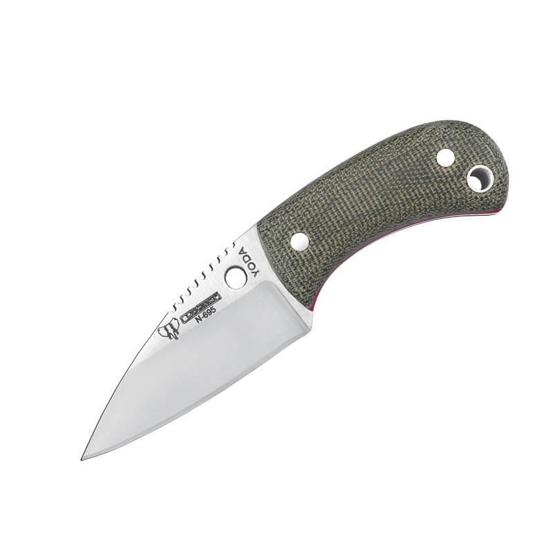 Cuchillo bushcraft Cudeman mod. YODA. Mango micarta canvas. Funda de cuero.
