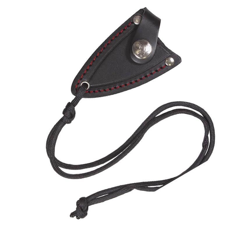 Cudeman Bushcraftmesser Mod. YODA. Griff aus schwarzem Micarta. Lederetui.