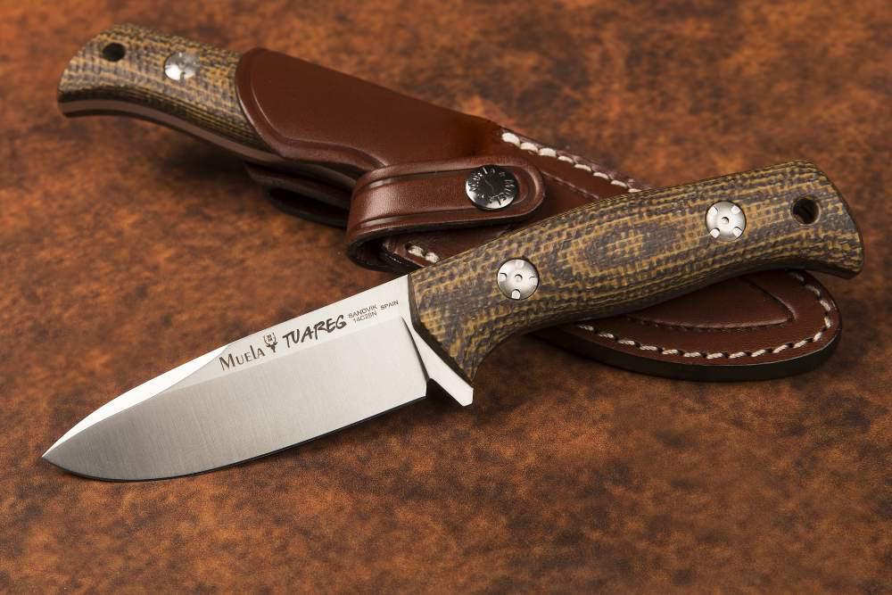 Muela Coltello Tuareg con scaglie di micarta juta senape
