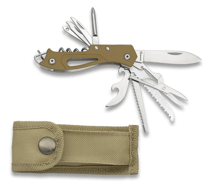 Albainox multi-purpose knife with ten tools and coyote coloured r...