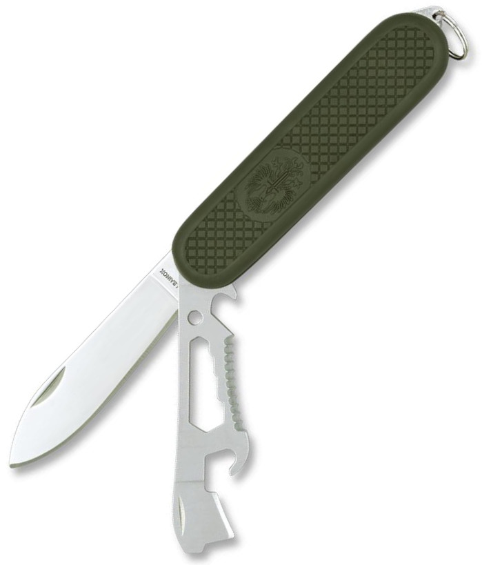 Albainox multipurpose pocket knife of 7 uses with green fiber han...