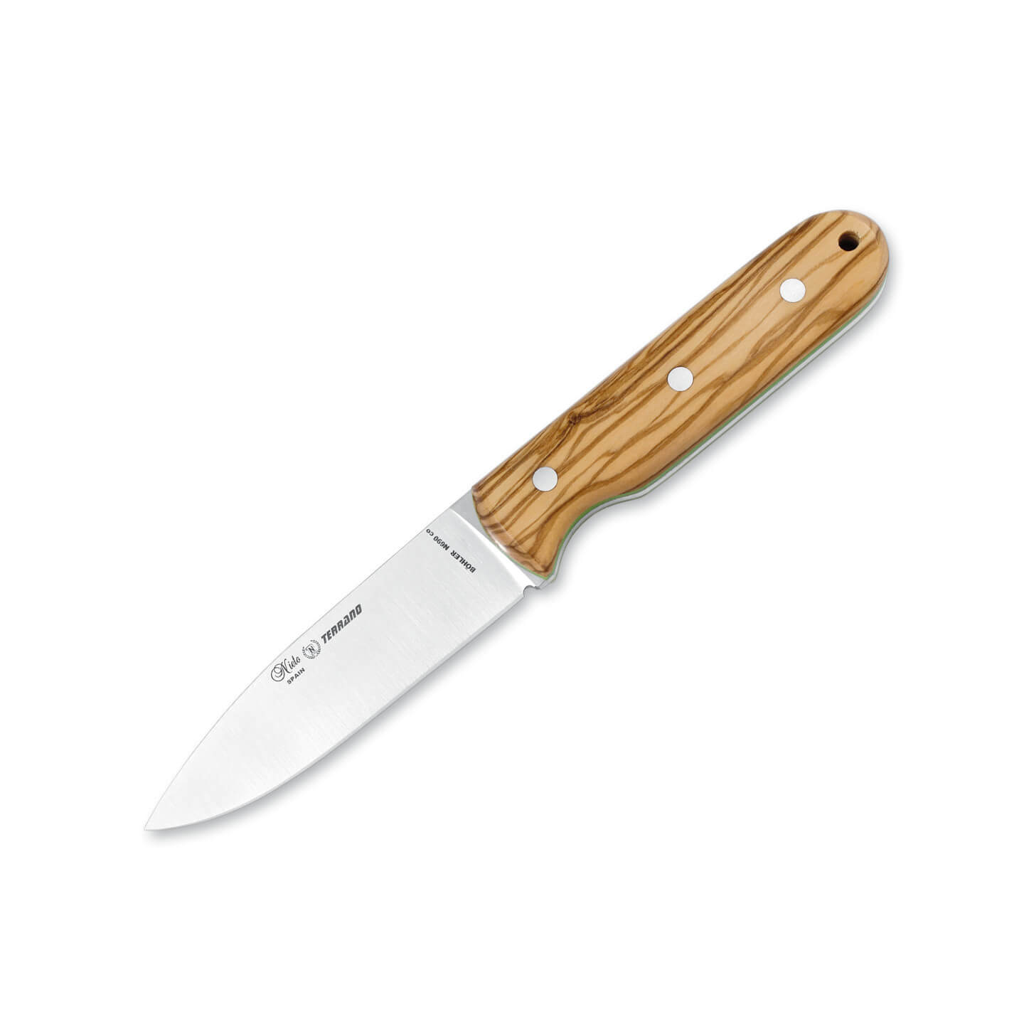 Cuchillo bushcraft Nieto Terrano con mango de madera de olivo y h...