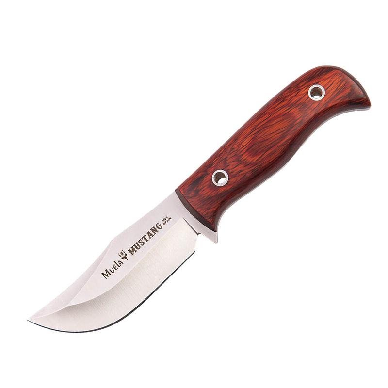 Cuchillo de caza enterizo Mustang Muela con mango de madera prens...