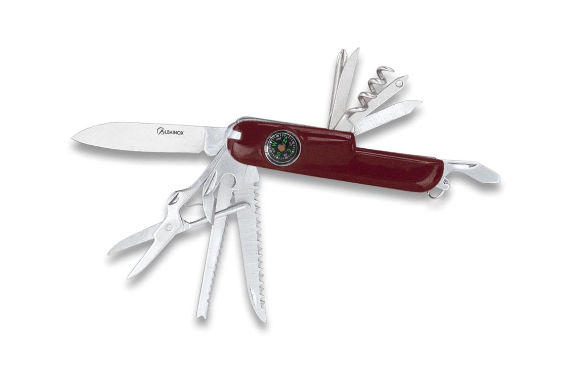 Albainox multi-purpose pocket knife with eleven tools, compass an...
