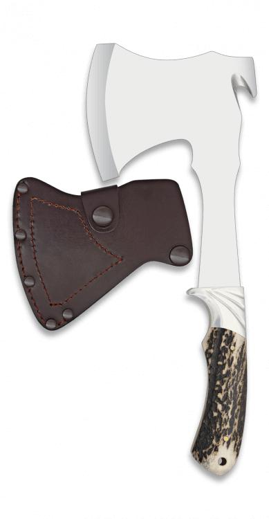 Hacha de caza Albainox con mango de asta de ciervo, skinner de us...