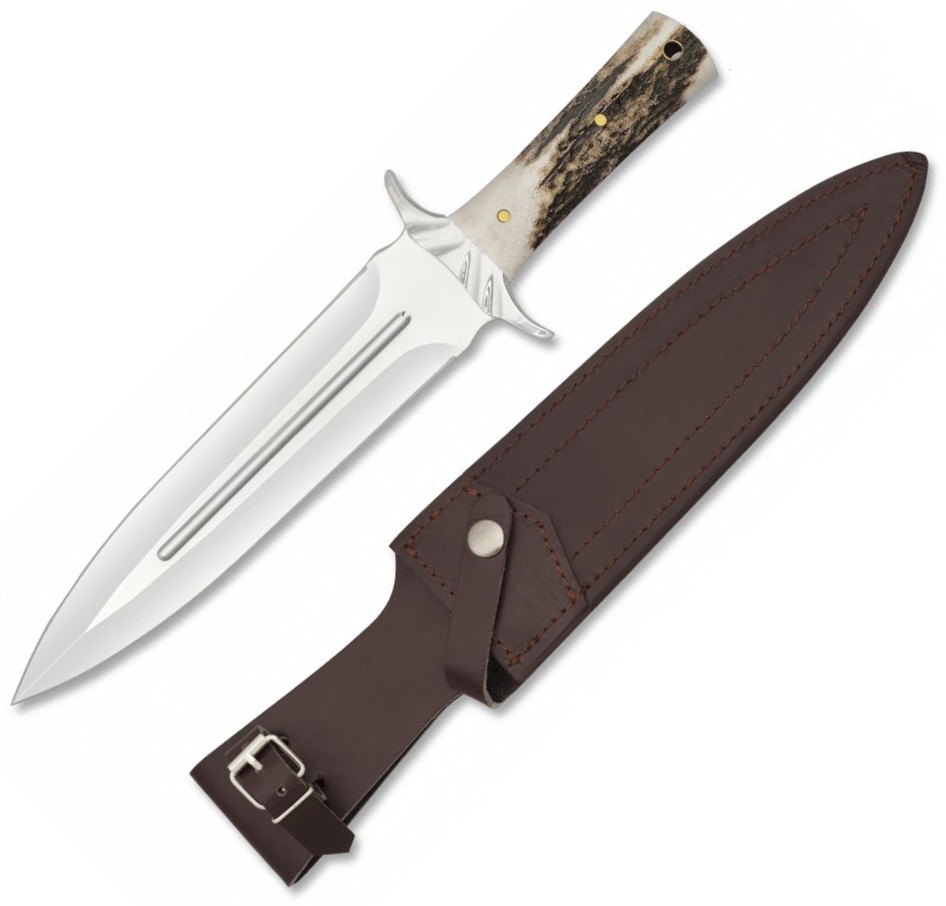 Cuchillo rematador de Albainox con mango de asta de ciervo, funda...