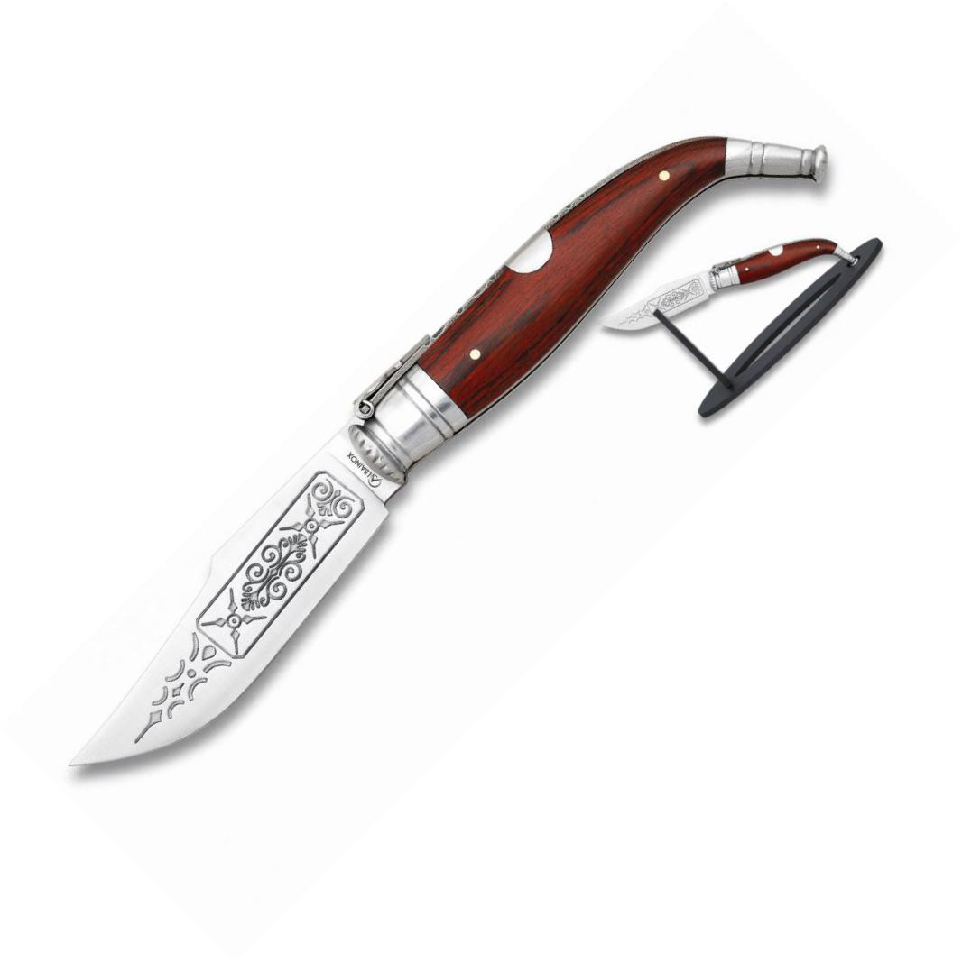 Canif TEJA LUXURY Nº1 Avec socle en bois, manche en stamina rouge...