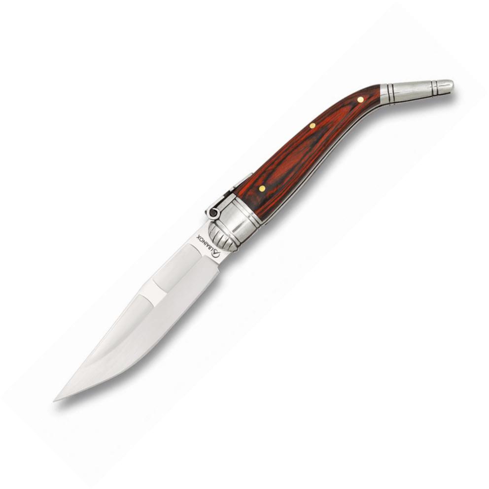 Navaja SEVILLANA Nº00 con mango de stamina roja y hoja de acero d...