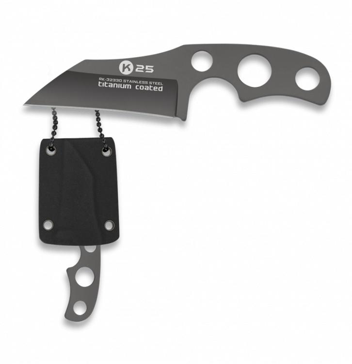 Cuchillo táctico K25 con mango de acero sin cachas, funda de kyde...