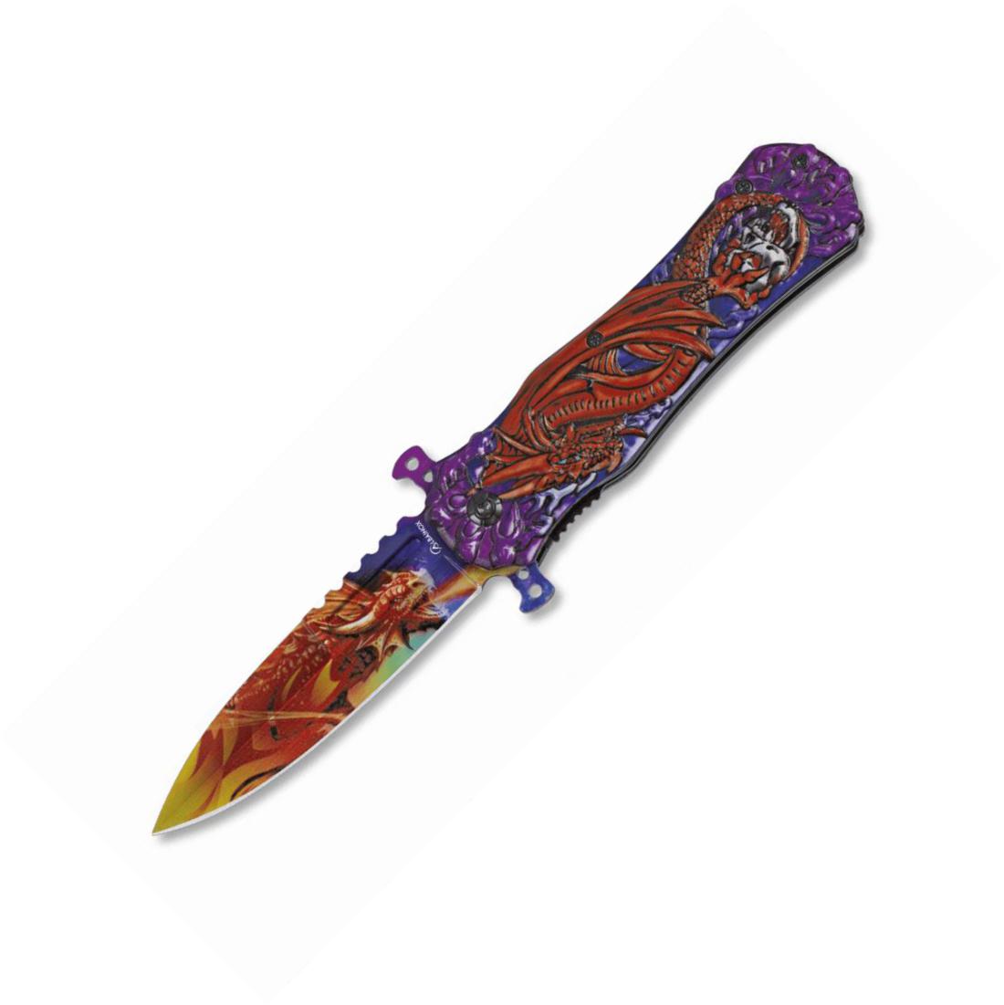 Navaja asistida Albainox con mango de aluminio con relieve 3D de ...