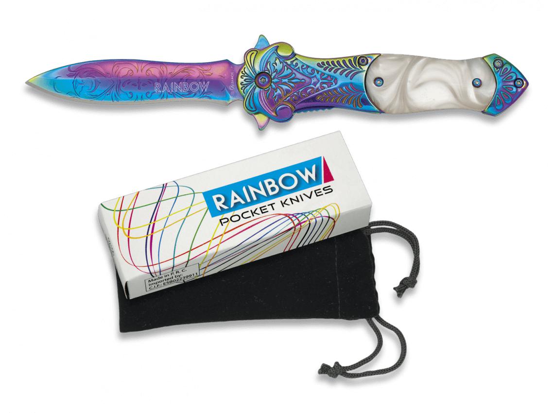 Navaja Rainbow con FOS, bloqueo lineal y hoja de 9 cm